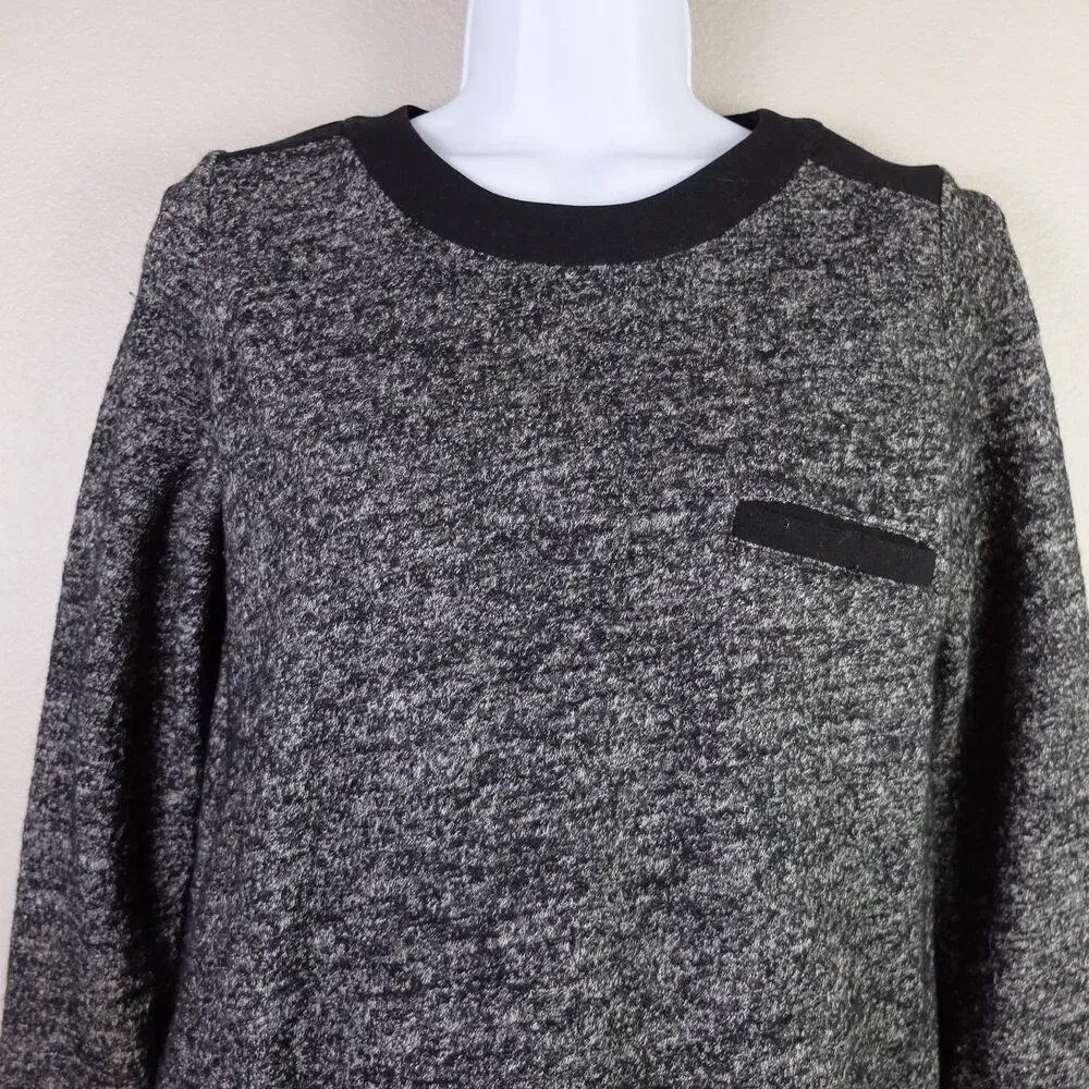 Madewell Black/Gray Wool Blend Back Zip Sweater Size XS